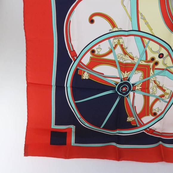 HERMES Carre 90 WASHINGTONfS CARRIAGE Scarf Silk Red Auth am5911 - Picture 8 of 16